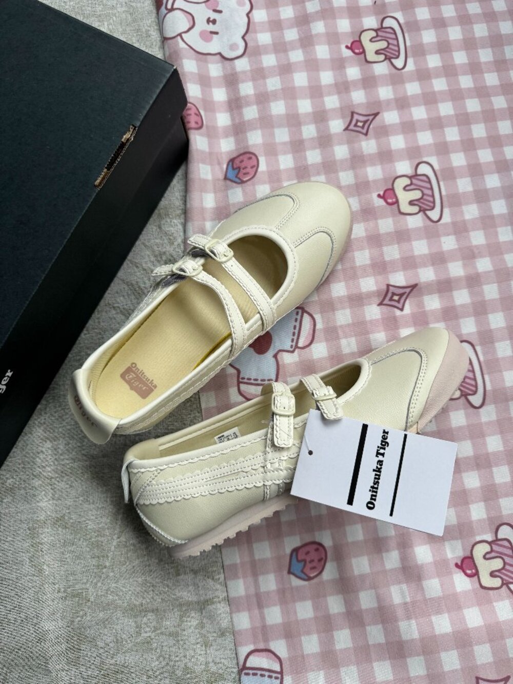 Onitsuka Tiger × Patou Off-White Lace-Trimmed Mary Jane Shoes